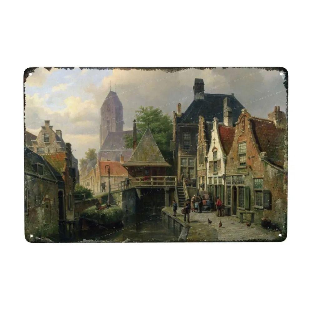 Oil Painting Style Retro Characters Landscapes Metal Tin Sign Wall Poster