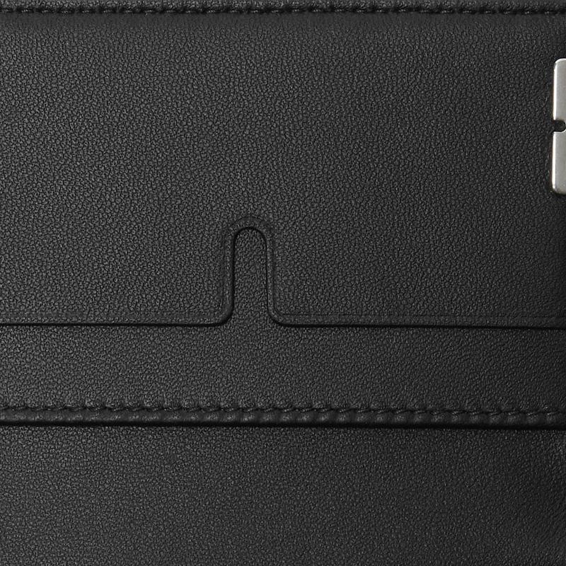 Burberry B-Cut Clip Card Holder, Luxury Black Grained Leather Money Clip with Silver-Tone Metal Detail, Daily Carry Accessory for Women 80837721