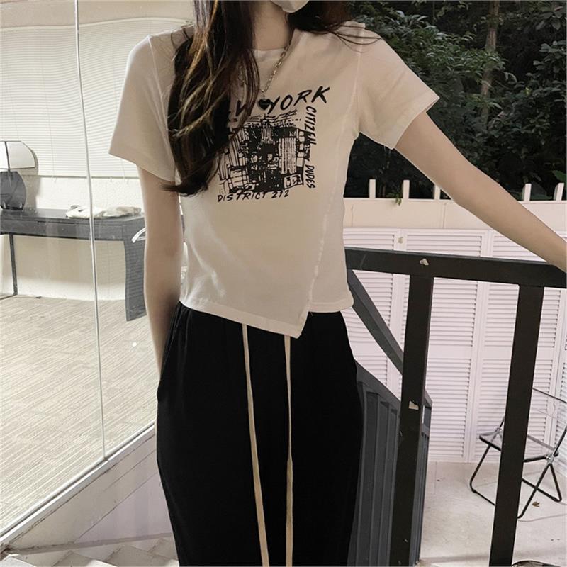 

Spicy Girl Irregular Chic Short-Sleeve T-shirt - Summer 2024 Trendy Women s Top M белый