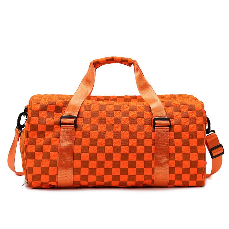 Chessboard Fashion Sports Fitness Travel Bag Large Capacity Multifunctional Yoga Bag Dry and Wet Separation Shoulder Bag