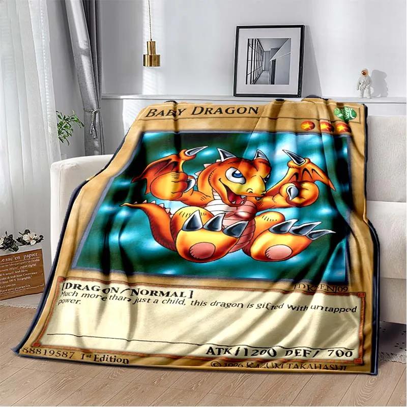 Coperta Calda in Flanella Carta Anime Yu Gi Oh Drago Bianco Occhi Blu Cartone Animato Anime Morbida Coperta in Peluche Copriletto per Camera da Letto Decorazione per la Casa