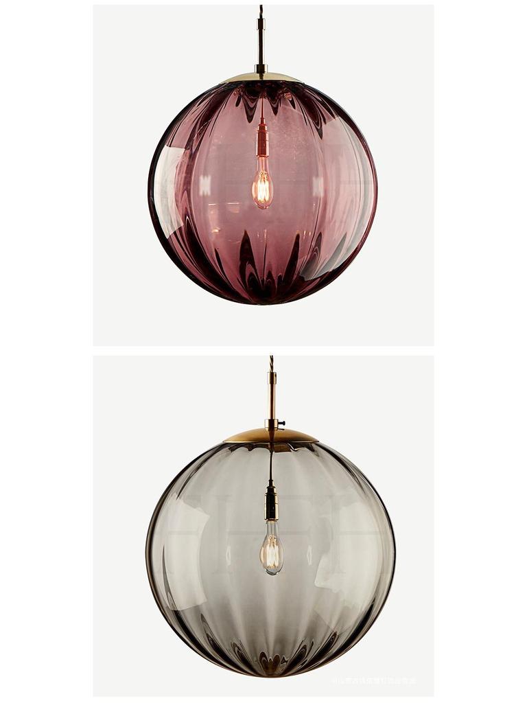 Nordic Colorful Water Ripple Glass Sphere Pendant Lamp for Bedroom or Bar.