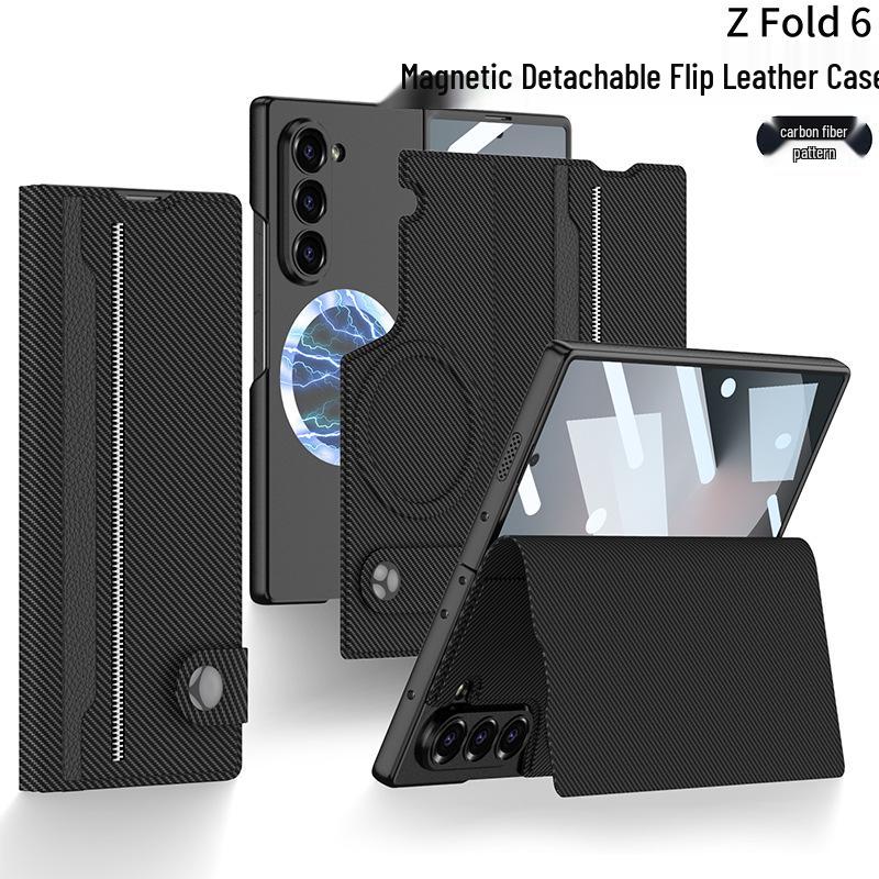 

Samsung Z Fold6 Business Magnetic Leather Flip Case - Personalized, New Protective Cover SM-Fold6 [Without Pen]