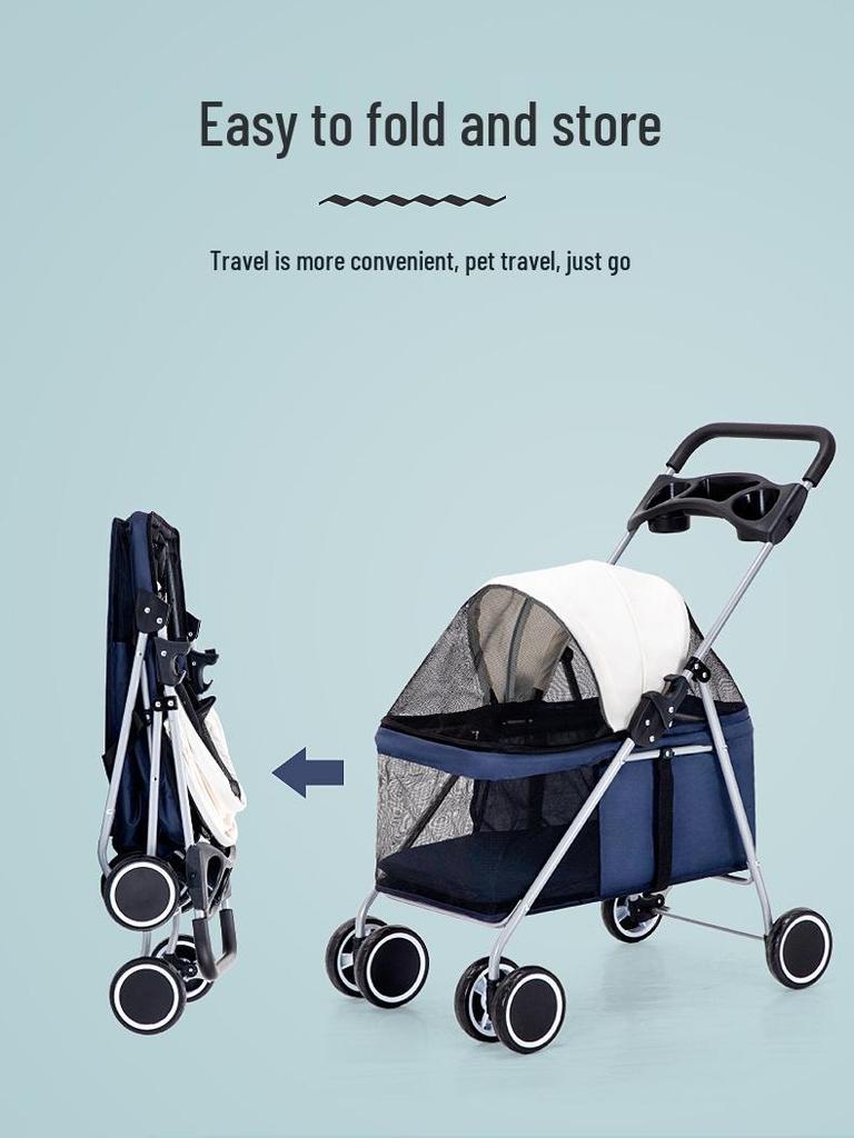 Kitty Teddy Portable Pet Stroller: Lightweight, Folding, Car-Mounted for Small Pets