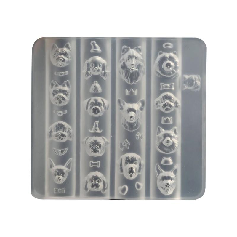 Многоразовая силиконовая форма для нейл-арта с изображением собаки, аксессуары для DIY-декора ногтей, трафареты для ногтей для женщин 1