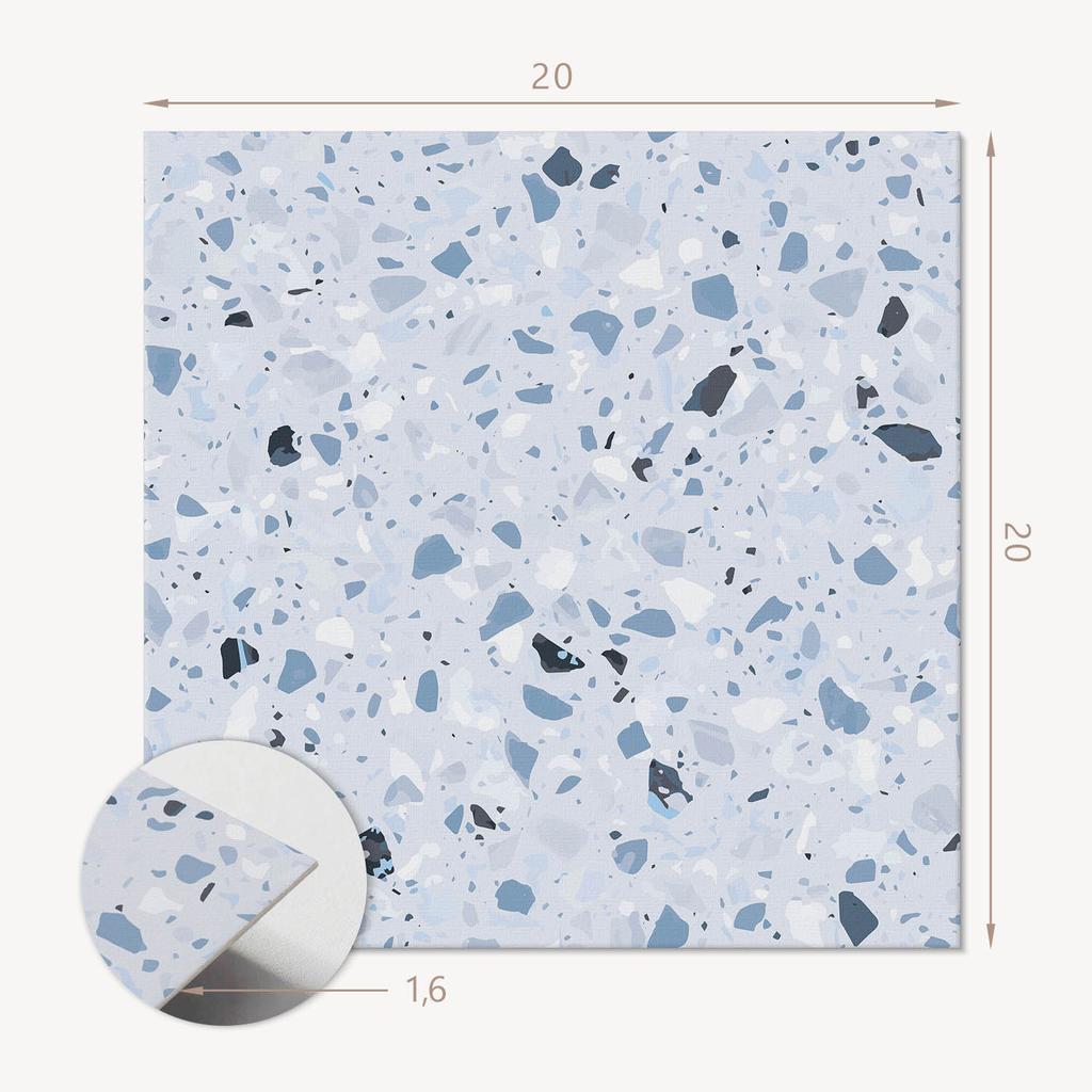 Set of Vinyl Floor Tiles with Stone Fragments Pattern 20x20x20 Cm
