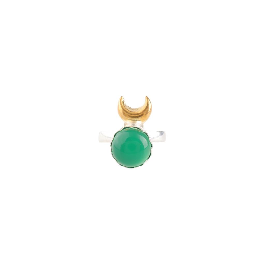 Green Onyx Gemstone 925 Sterling Silver Handcrafted Jewelry Ring Gift For Mother RR-58-22