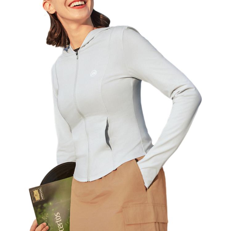 Skechers Godri Fashion Moisture-Wicking Quick-Dry Hooded Long Sleeve Jacket Women jackets Oyster-Gray P225W124-02BX