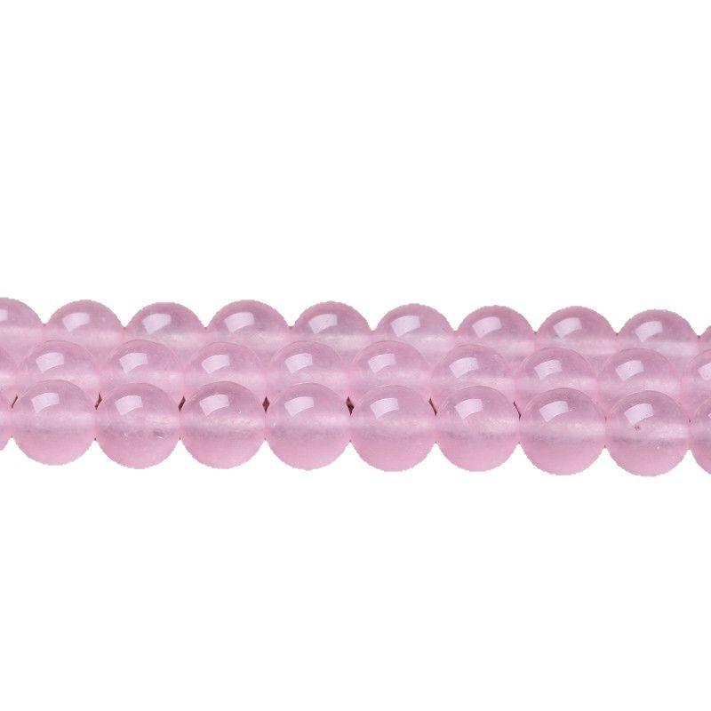 Hongchu Crystal Pink Chalcedony Loose Beads DIY Ornament Accessories Jade Beads Pink Chalcedony Semi-finished Product