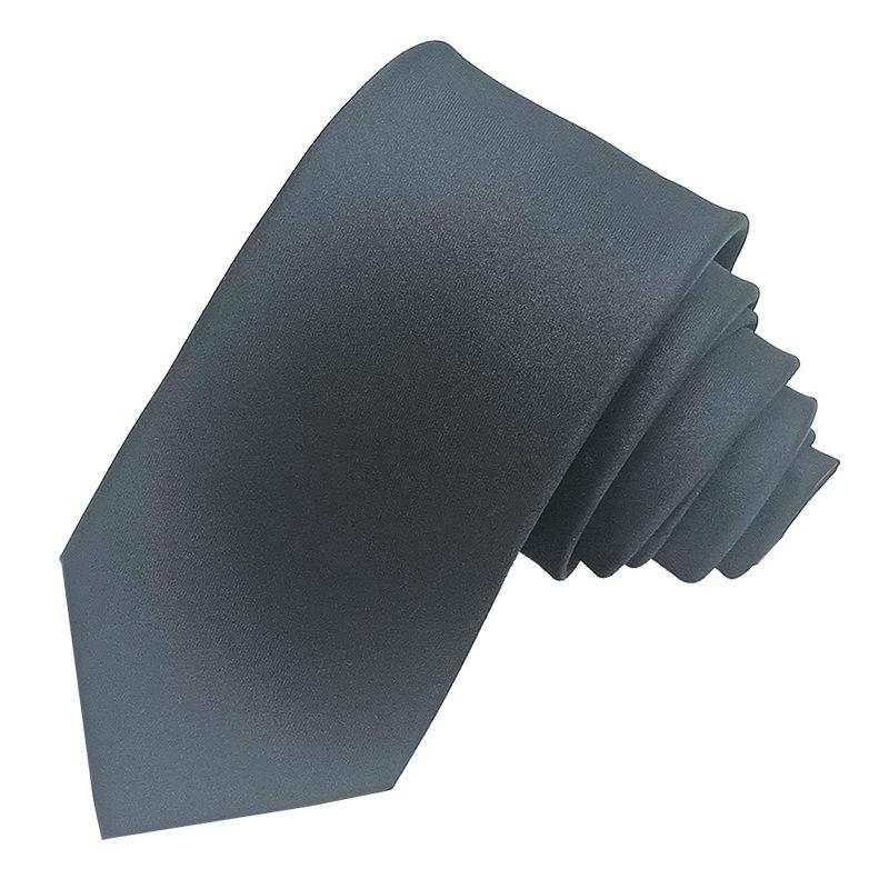 High-Density Yarn-Dyed Black Polyester Silk Tie - 8cm, Formal & Casual