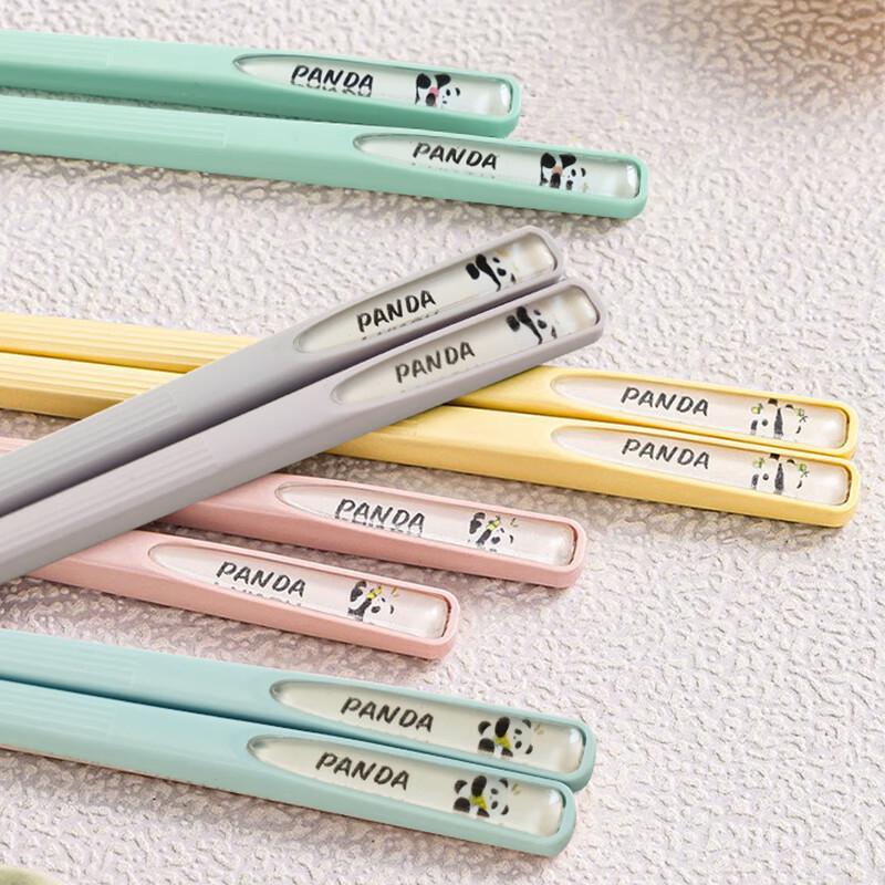 Shibhua Panda 5-Pair Multi-Color Alloy Chopsticks