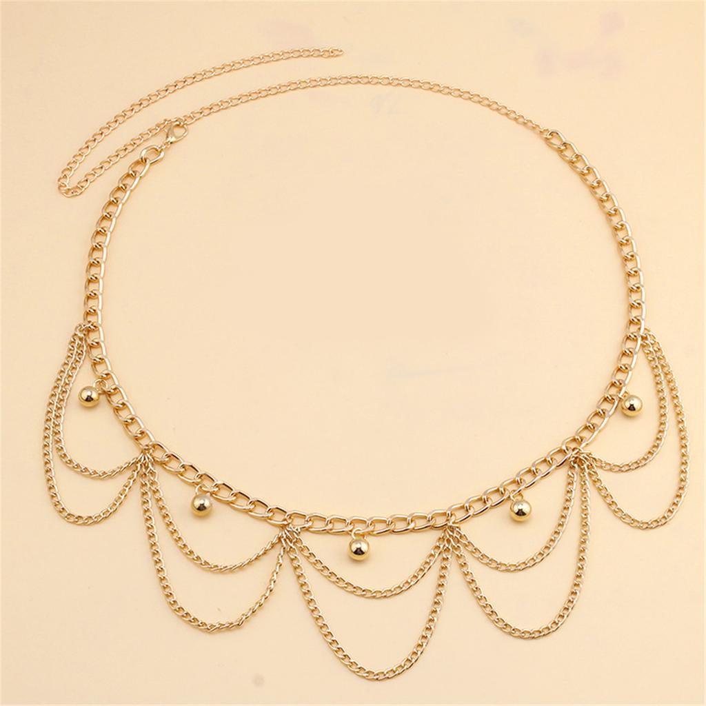 Multilayer Waist Belt Stylish for Stage Dance Music Festival Jeans Dress Belt Body Jewelry Chain Metallic Belly Dance