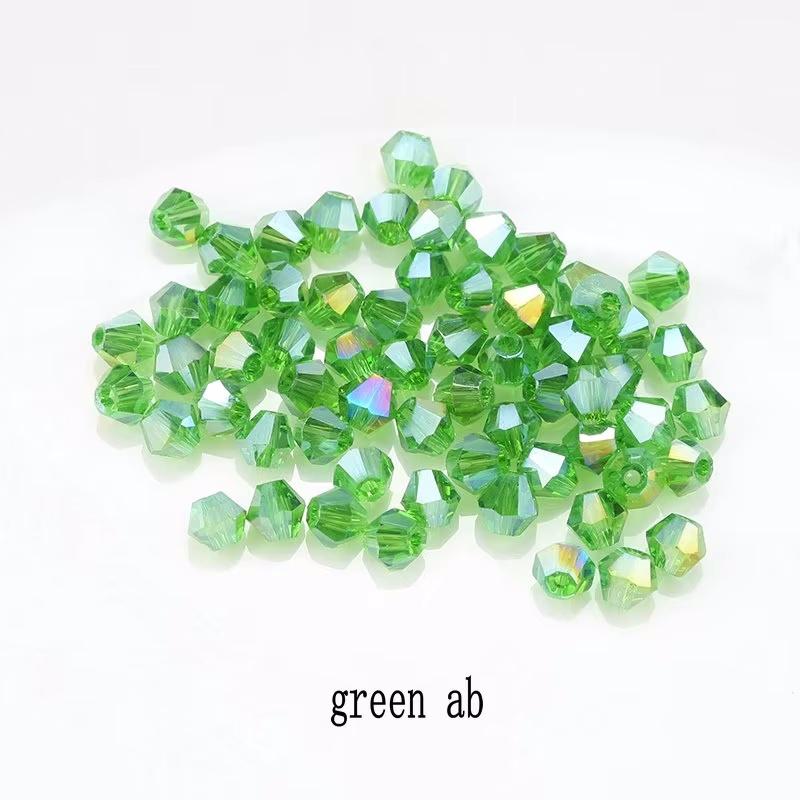 4mm Crystal Bicone Beads 100PCS Faceted Glass Beads Rainbow Loose Craft Beads for Bracelet Necklace Earring Keychain Making DIY