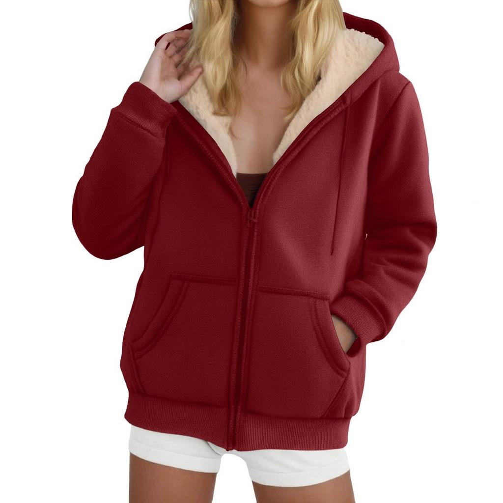 Women's Fashion Casual Sweatshirt Loose Zipper Cardigan Long Sleeve Hooded Jacket