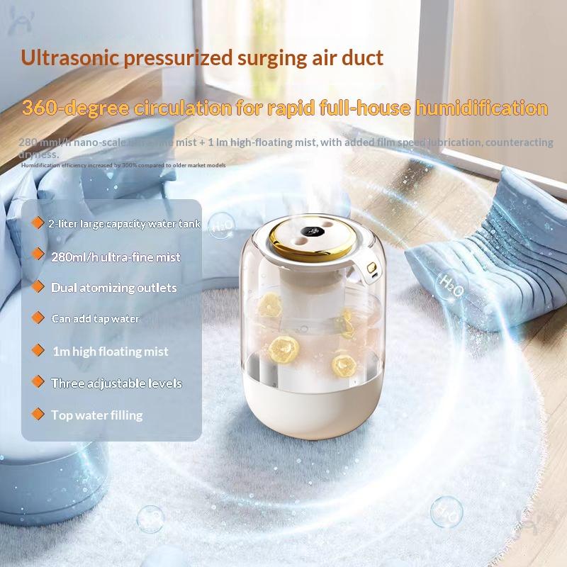 Model Air Humidifier For Home Use, Air Humidifier Usb Large Capacity Double Spray Digital Display 7-Color Light Humidifier