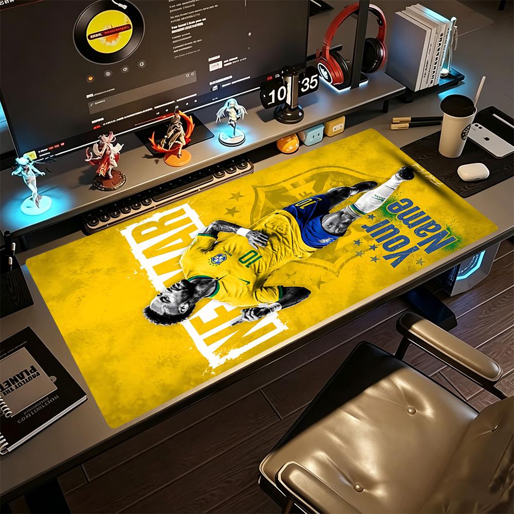 Neymar S Yellow Glory Customizable Name Mouse Pad Desk Mouse Pad Office Mouse Mats Non-Slip Rubber Base Office and Gaming Desk Decoration