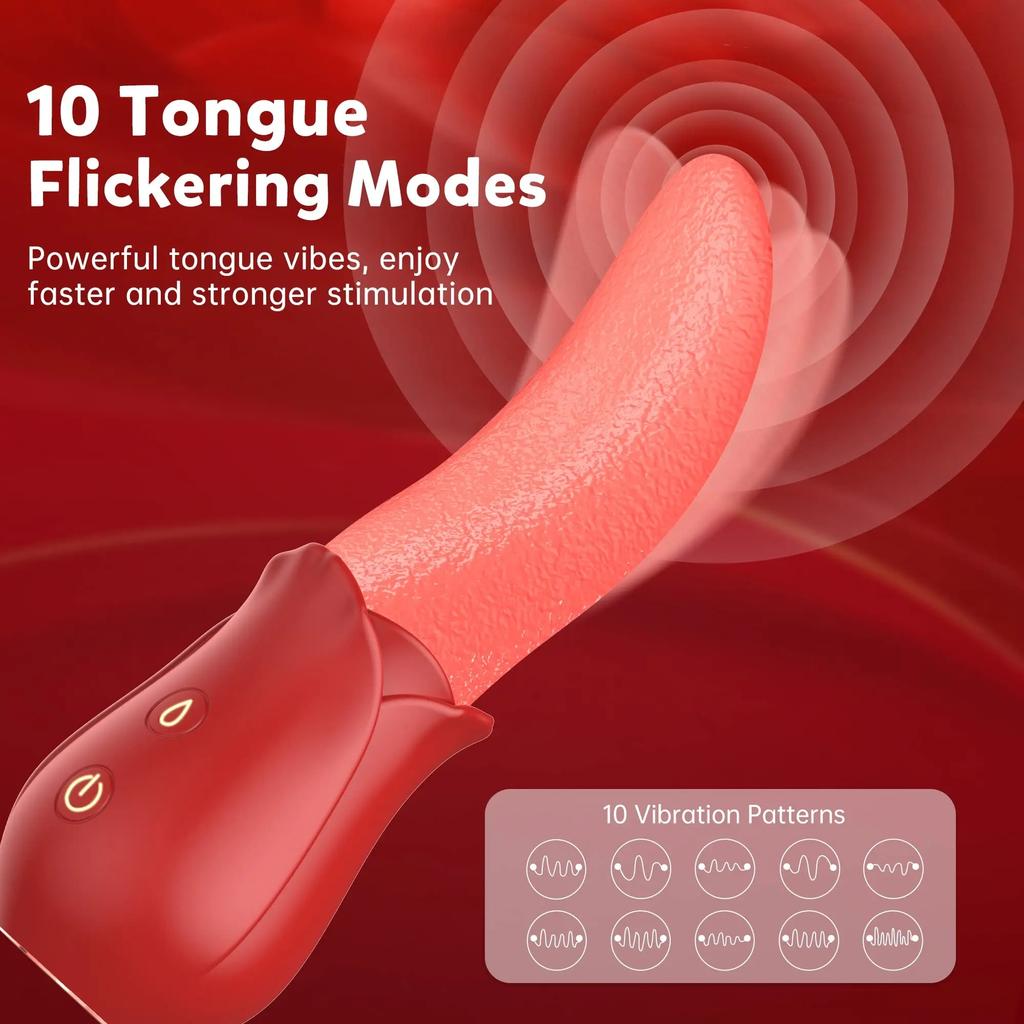 10 Muster, großer realistischer Zungenvibrator, Klitoris-Stimulator, weiblicher Masturbator, erwachsenes weibliches Zungenspielzeug, G-Punkt-Stimulator, vaginaler Klitoris-Masturbator