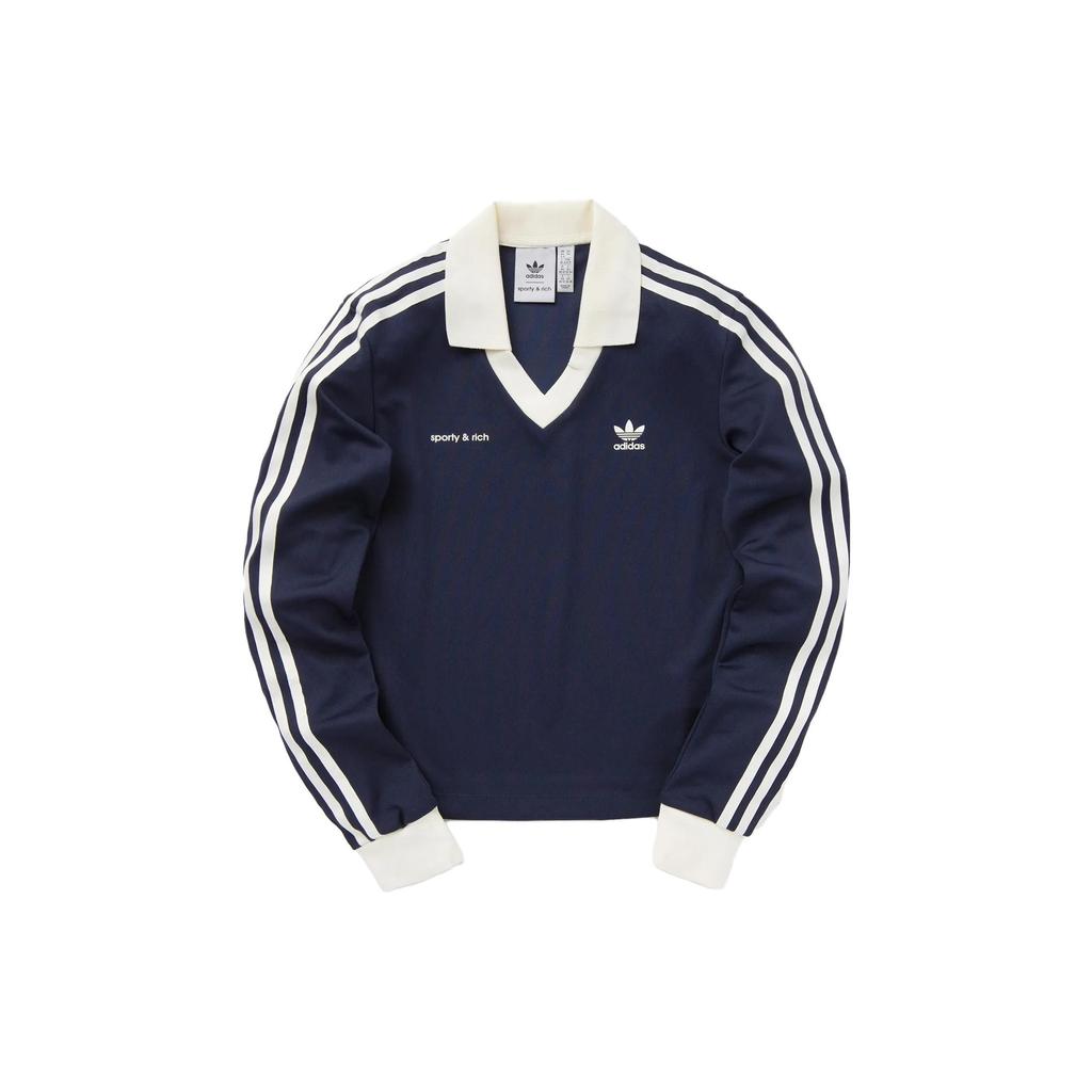 Adidas Originals X Sporty & Rich Adidas Trefoil X Sporty & Rich Striped Logo Long Sleeve T-Shirt Women Tops Ink-Black IN5248