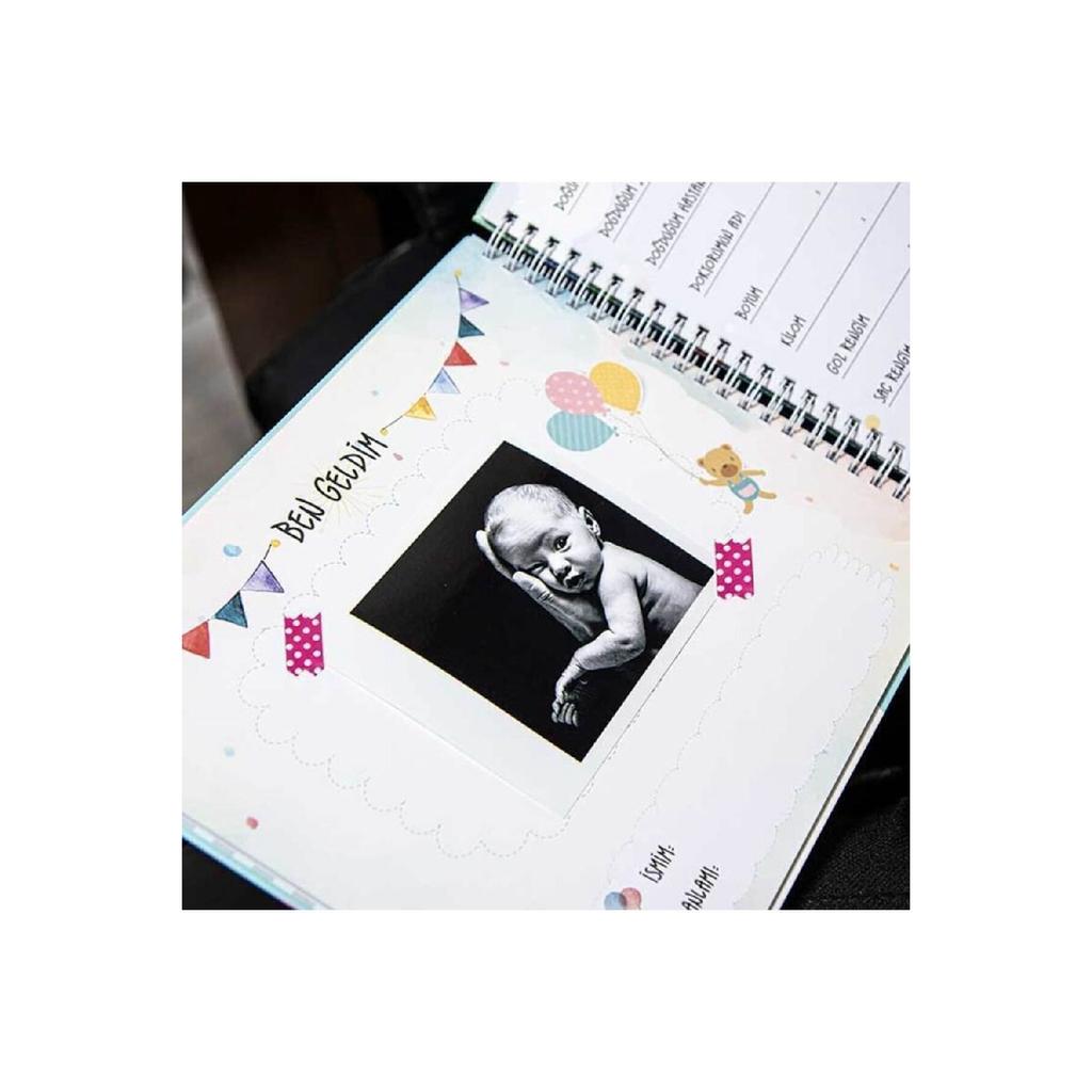 Schwangerschafts- und Mutter-Baby-Tagebuch in einer Schachtel, Erinnerungsbuch – mit Fotoklebeband und Gelstift als Geschenk