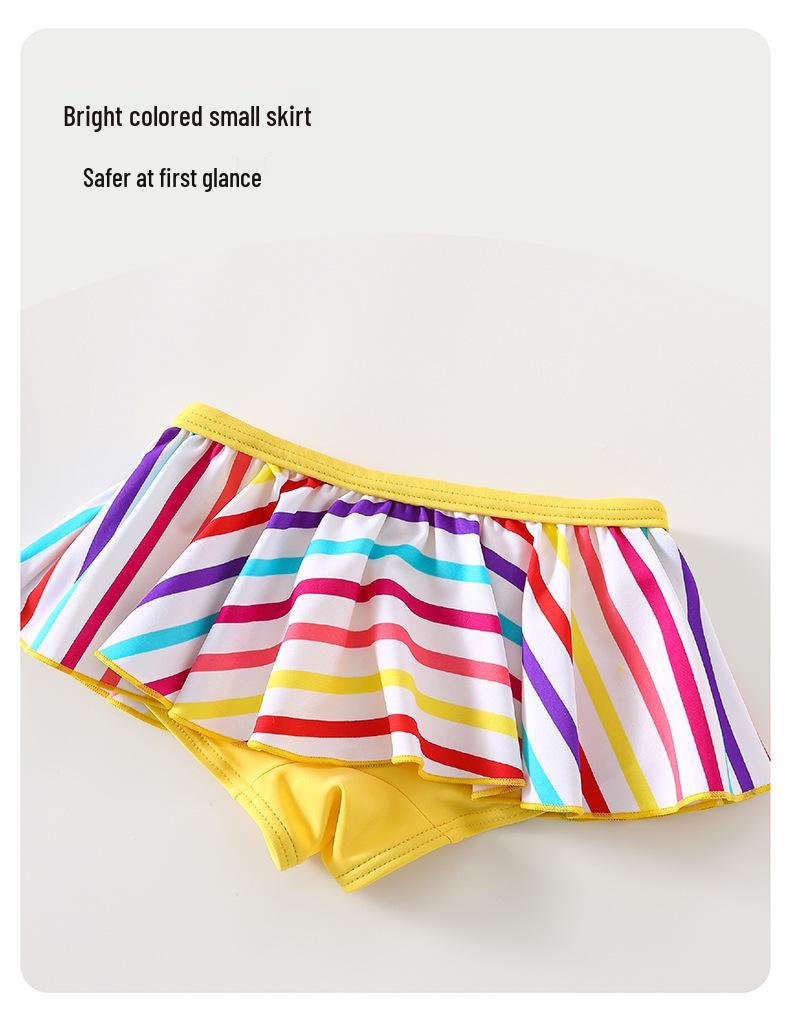 2026 Gestreifter Zweiteiliger Badeanzug für Mädchen - Kleinkind & Baby Bikini im Rock-Stil