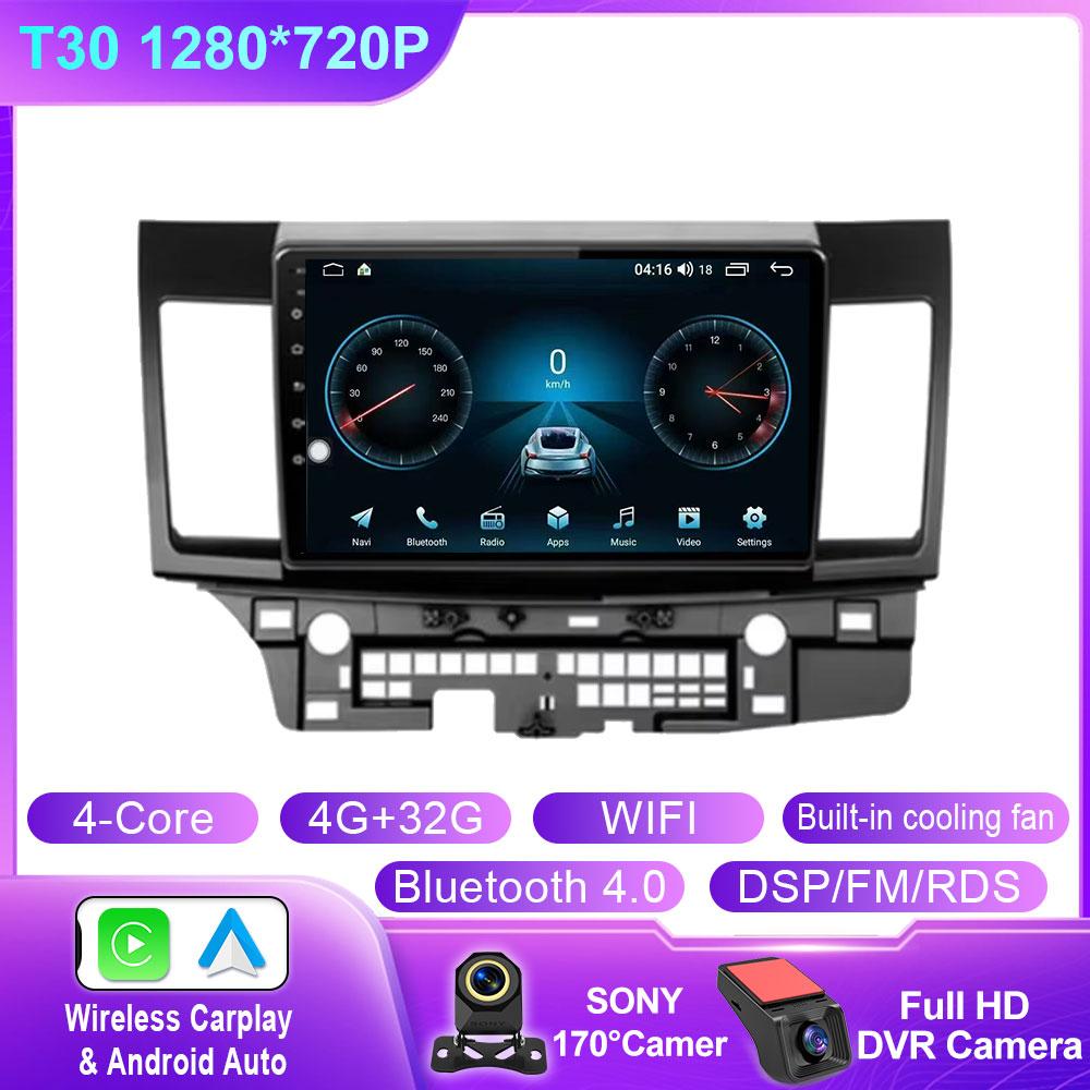 For MITSUBISHI LANCER 9 10 X 2008 2009 2010 2011 - 2016 Car Android 14 Car Radio Stereo Audio GPS Player Carplay Auto Screen 4G