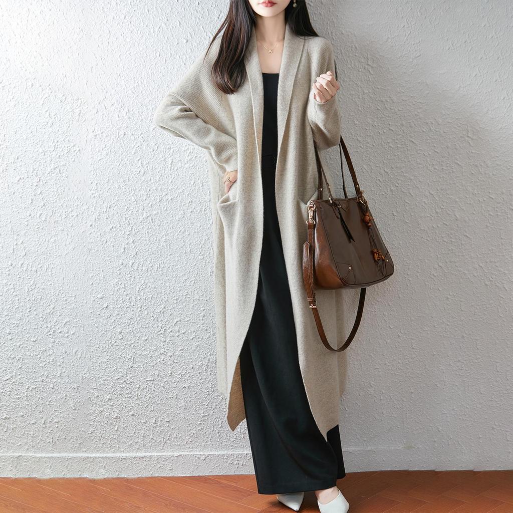 Women's Over-the-Knee Wool Cardigan: Warm, Loose, Slimming Knitwear for Autumn/Winter