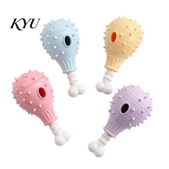 Anxiety Relief Toys for Dogs Dog Treat Dispenser Toy, Spiky Chicken Leg Chew Rubber Interactive Durable Fetch Puzzle Feeder Aggressive Chewers, Dental