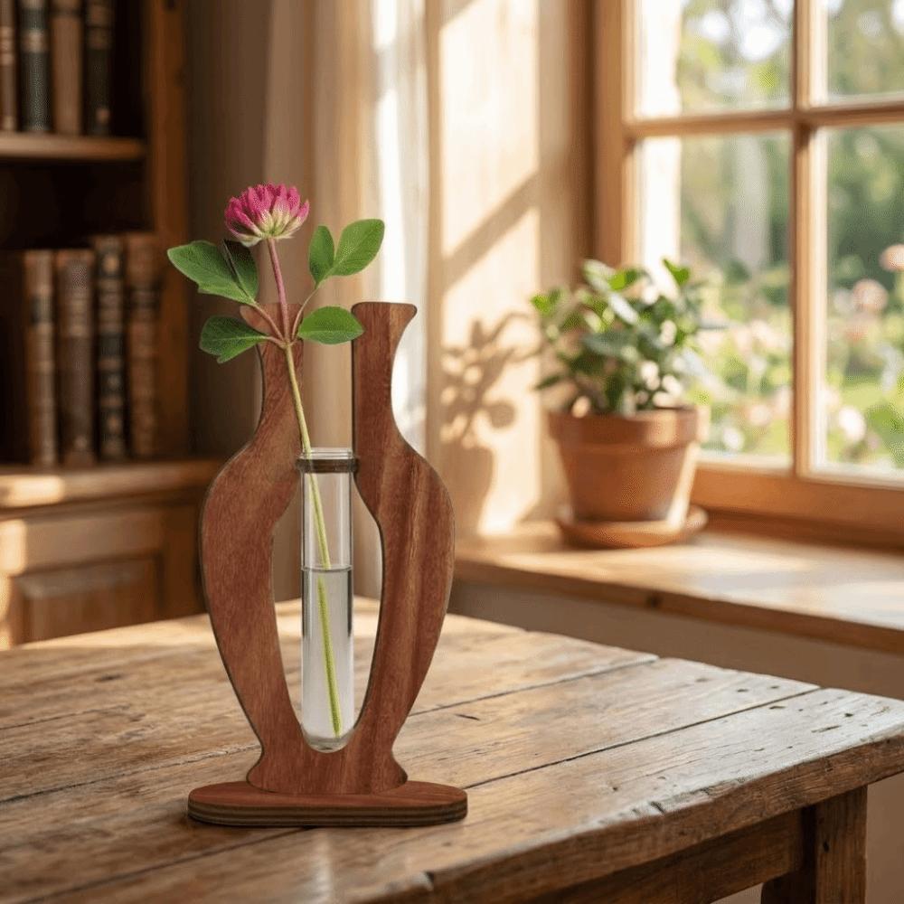 Holzständer Hydrokultur-Vase Bruchsichere Hydrokultur-Pflanzenvase Einfache Transparente Vase Heimdekoration