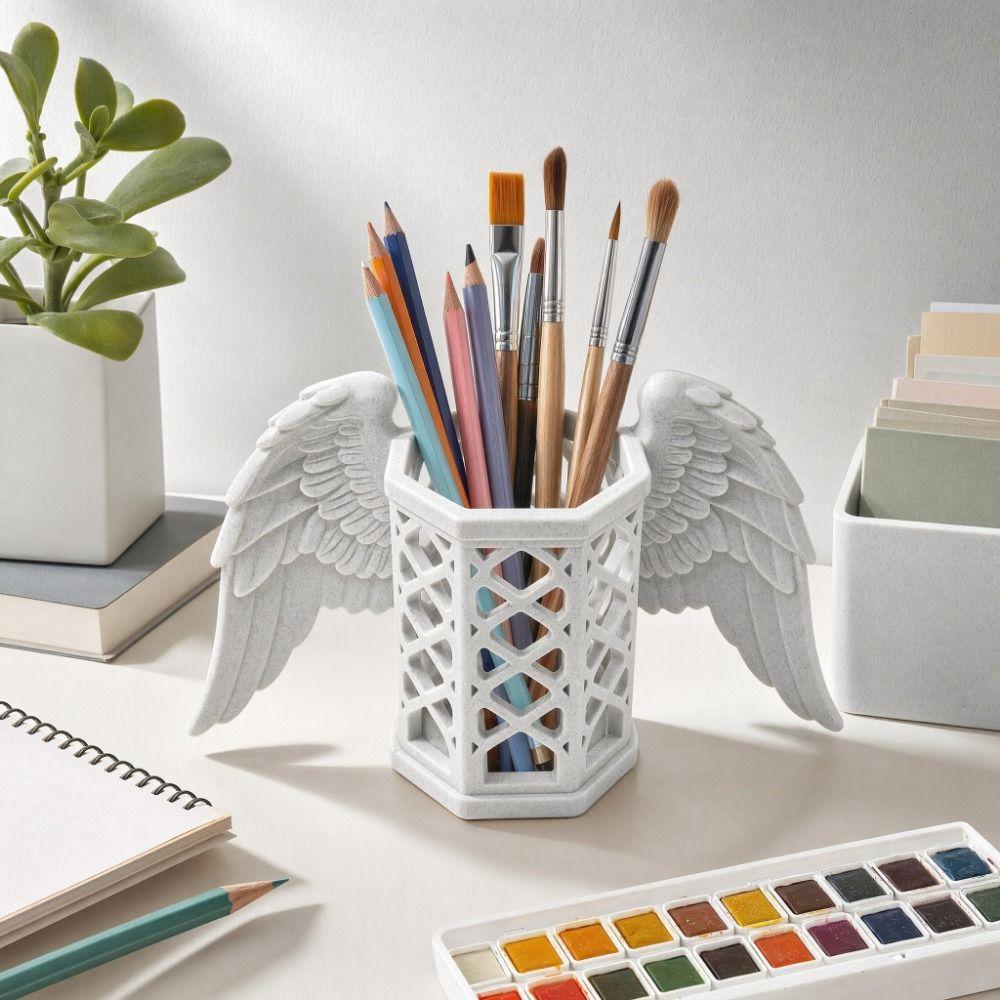 Hollow Angel Wings Pen Holder Stable Makeup Brush Holder 3D Printed Pen Stand Office