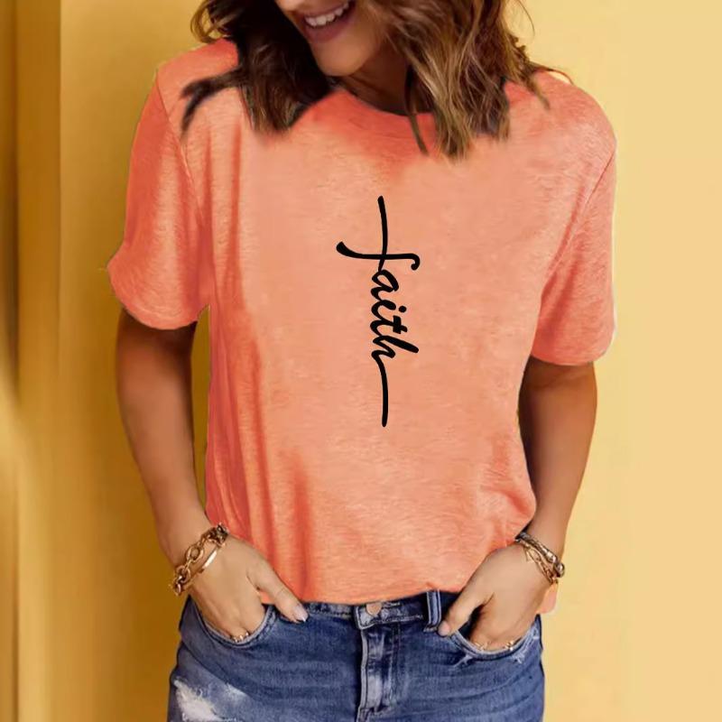 Summer Women's Patterned Printed Round-neck Short-sleeved T-shirt Is Casual and Fashionable