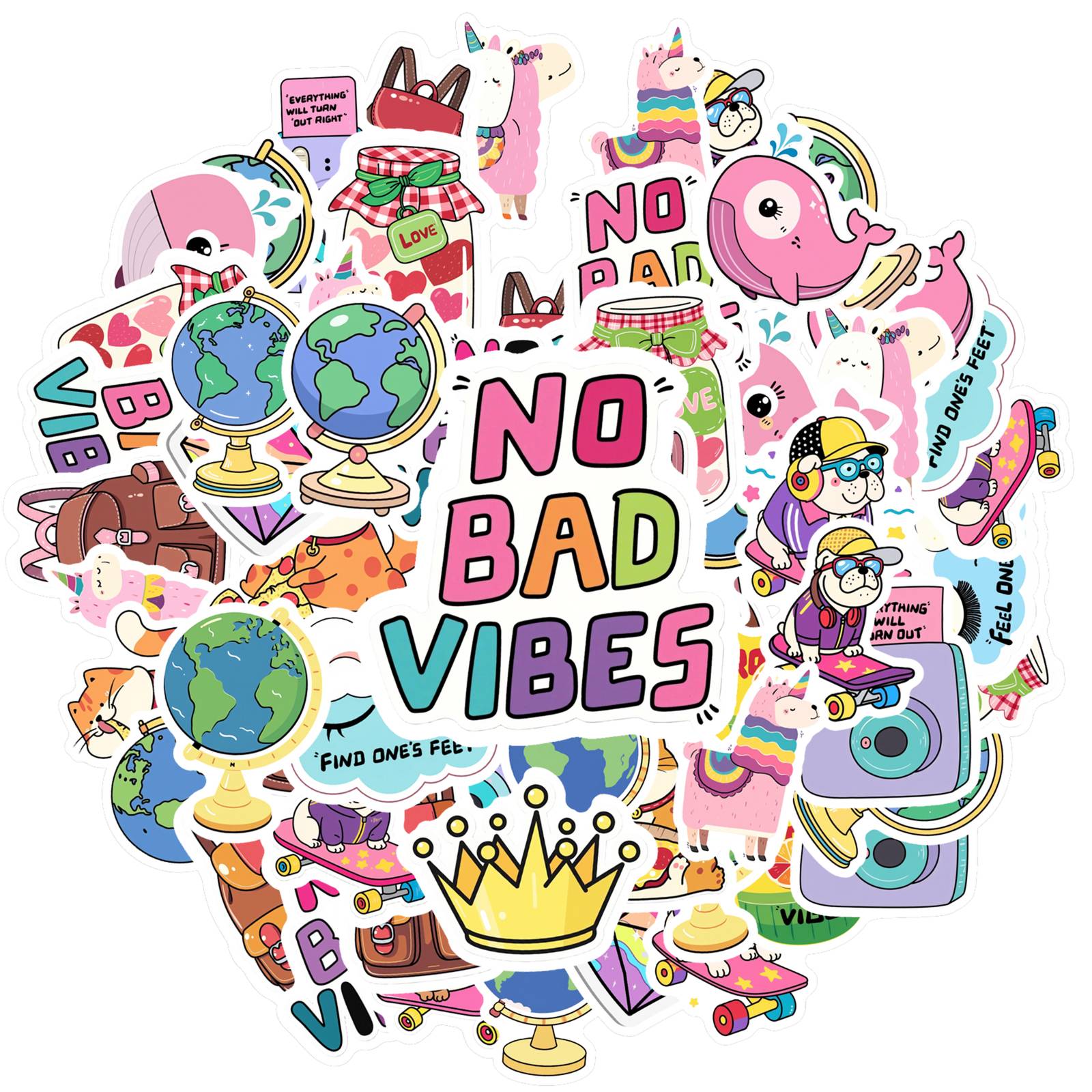 35pcs Cute Travel Stickers Playful Inspirational Stationery Stickers Inspirational Stickers For Laptop Motorcycle Luggage Phone