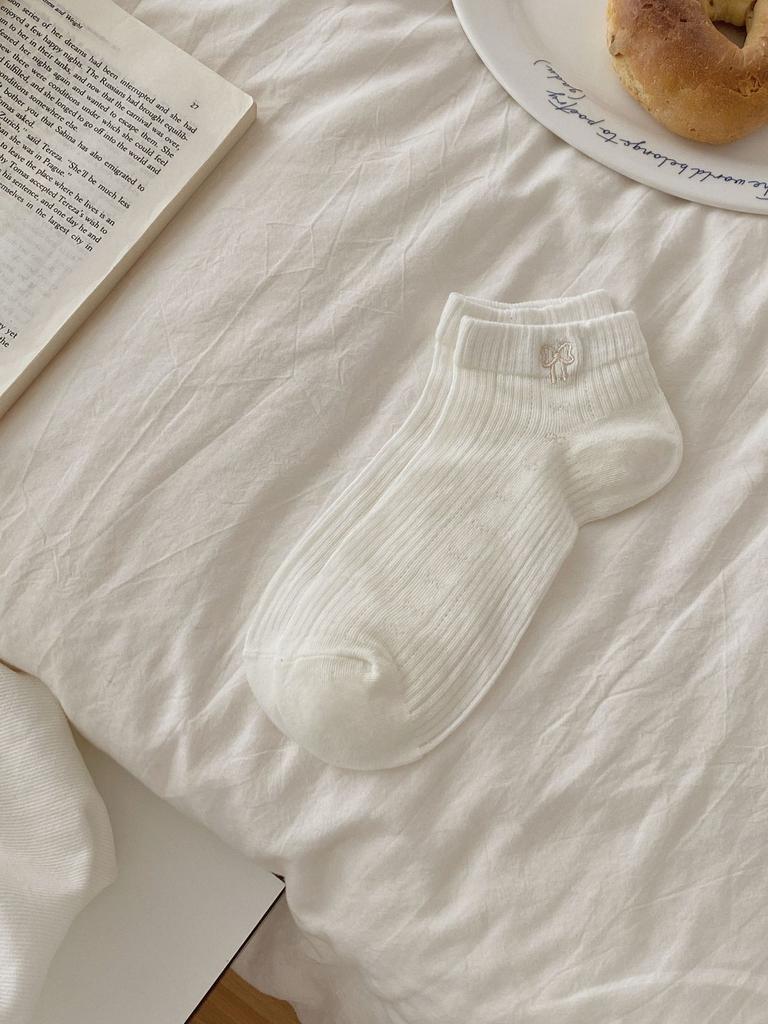 Boneless Solid Color Straight Socks Women'S Loose Cotton Stacked Socks Simple And Versatile Mid-Leg Socks