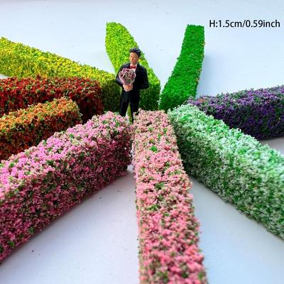 2Pcs Simulation Diy Materials Grass Fence Shrub Strips Green Sand Table Miniature Model For Outdoor Indoor Building Diorama