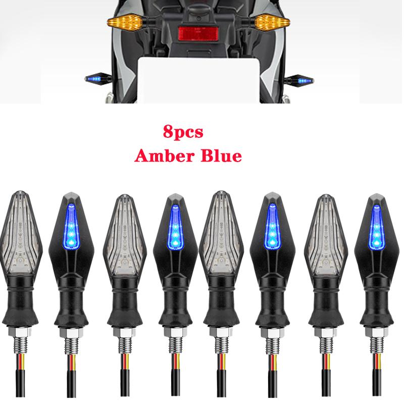 Motorcycle 12LED Turn Signal Light Double Color 12V 10mm LED Moto Indicator Light Blinker For Honda Motorcycle Turn Signal Lamp