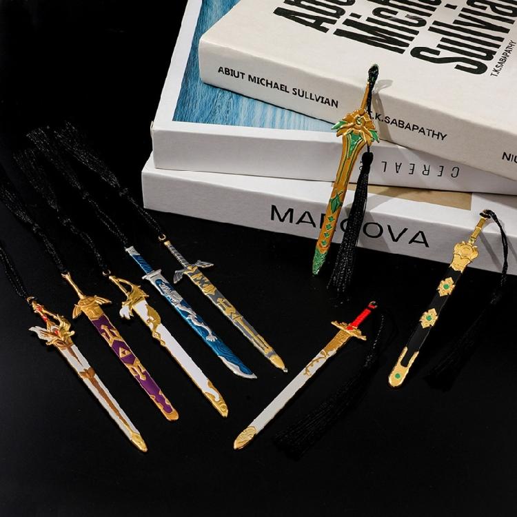 Swords Design Alloy Bookmarks With Decorative Tassels Martial Arts Inspired Metal Lightweight Book Marker