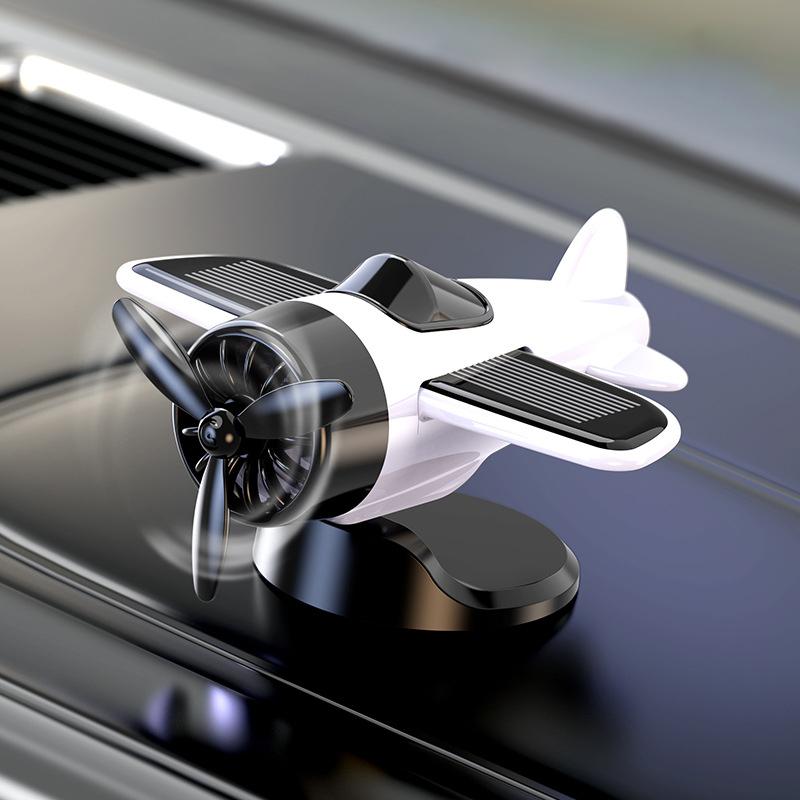 Solarbetriebenes rotierendes Flugzeug-Armaturenbrett-Dekor, Kreative Auto-Innenraumdekoration, Für Luftfahrt-Enthusiasten, Auto-Armaturenbrett-Dekor