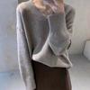 Solider V-Ausschnitt Pullover Langarm Strickpullover Elegante Mode Harajuku Schlanke Passform Damenkleidung Locker Lässig Alleskönner Oberteile