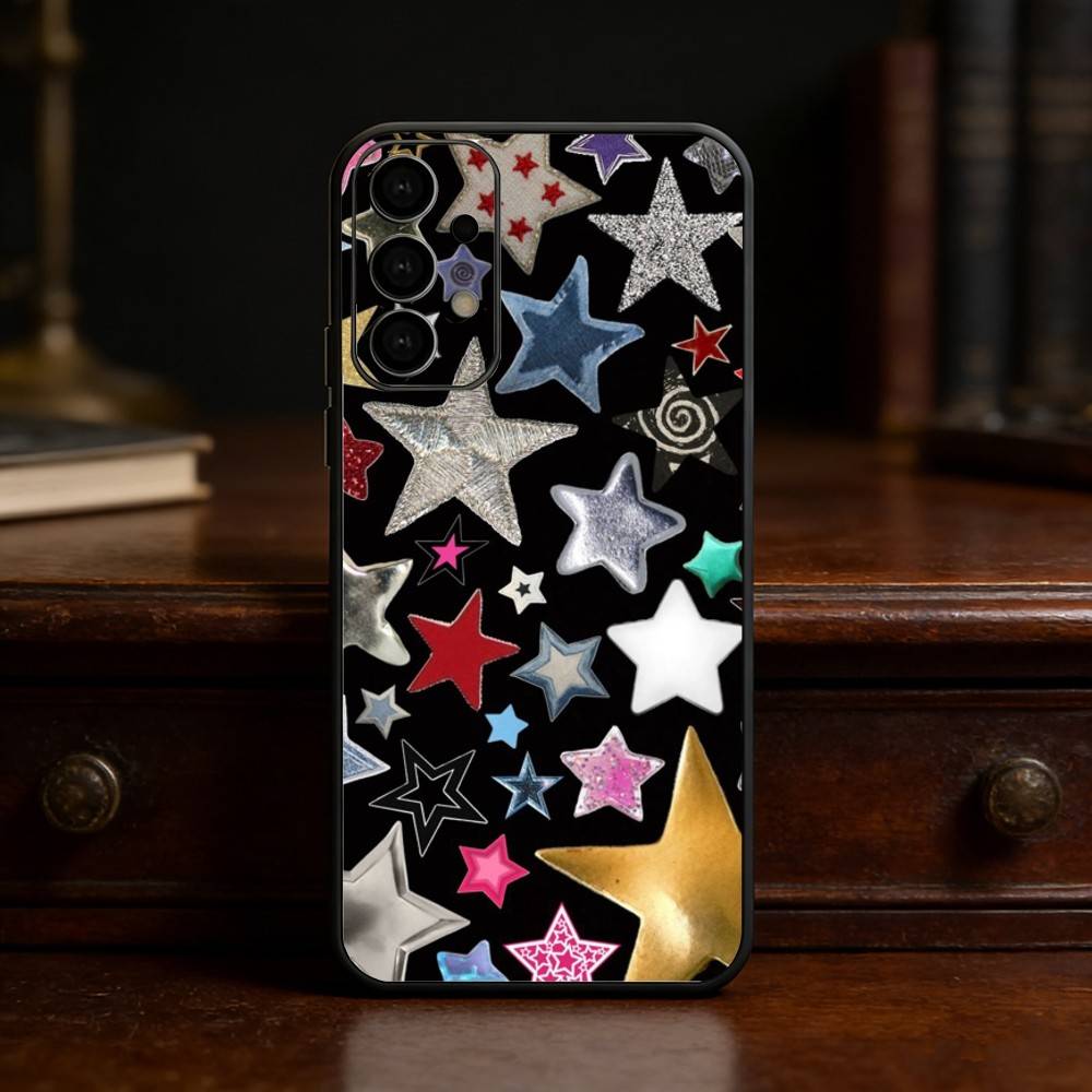 Colorful Star Phone Case For Samsung S25,S24,S21,S22,S23,S30,Ultra,S20,Plus,Fe,Lite Black Shell