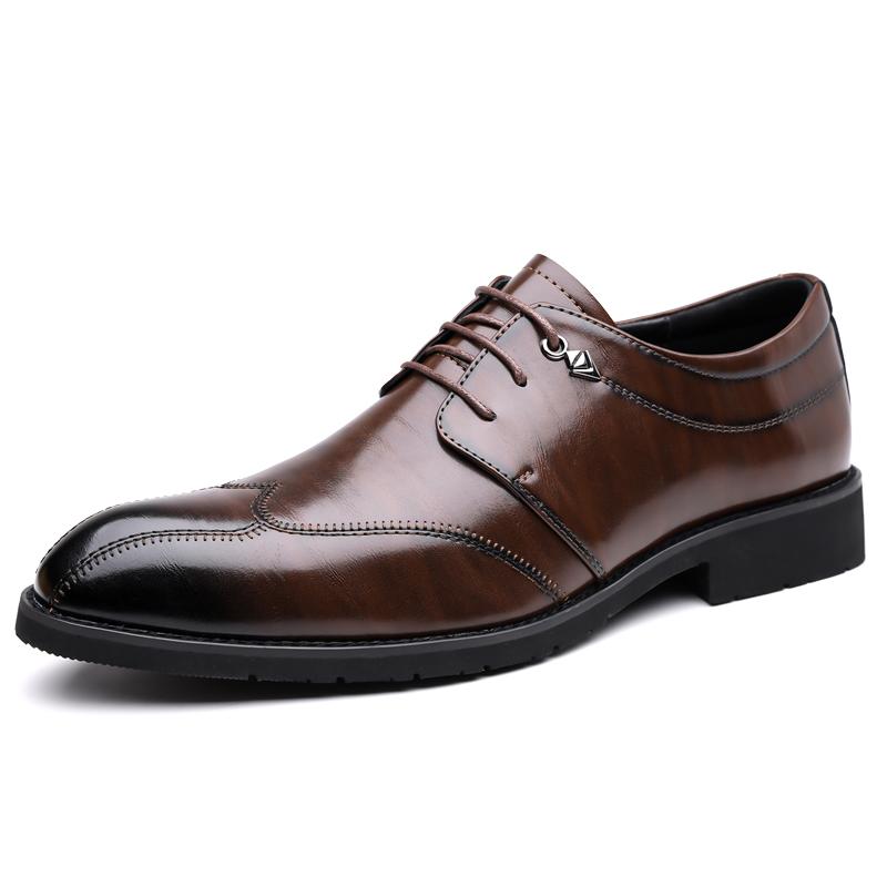 Fashion Business Formal Leather Shoes for Office Work Comfortable Dress Shoes for Men Men's Classic Oxford Shoes Slip-On Lace-Up Flats