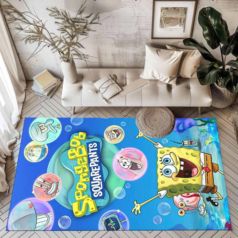 Spongebob Movie Night Square Rugs Are a Great Choice for Living Rooms, Bedrooms, Home Décor, and As Gifts.
