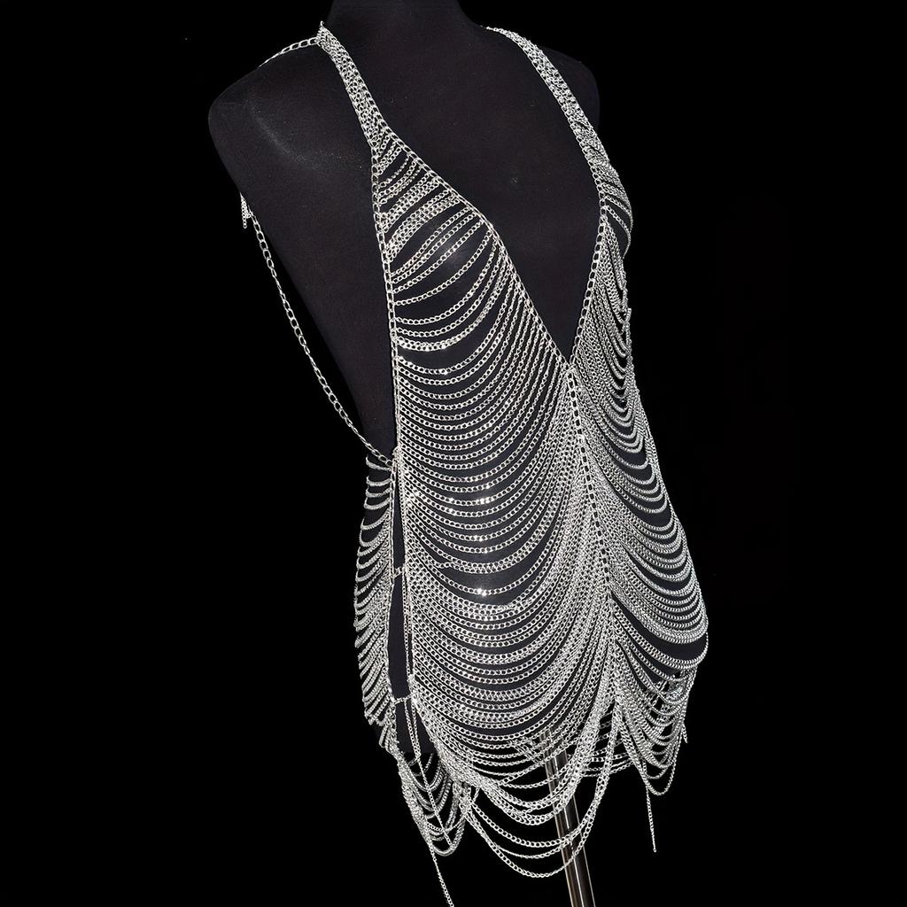 Lanț de corp sexy cu fustă lungă multistrat, personalitate, lenjerie decorativă, lanț, accesorii pentru dansul din buric