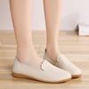 Spring New Large-size Women's Shoes Genuine Leather White Shoes Casual Fashionable Women's Soft Sole Leather Shoes Casual Shoes Flat Sole