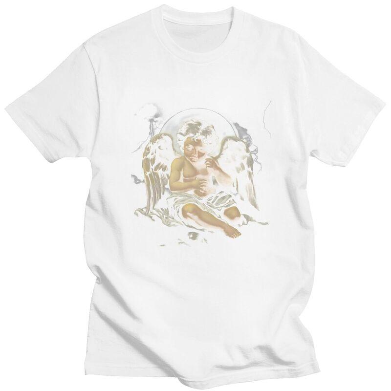 Male Vintage Angel Aesthetic Design T Shirt Streetwear Short Sleeves Pure Cotton Colthing Fashion Casual Design Graphic Tee Tops