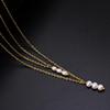 Natural Freshwater Pearl Pendant Necklace - Light Luxury Fairy Design, Titanium Steel with Gold Plating (YS51)