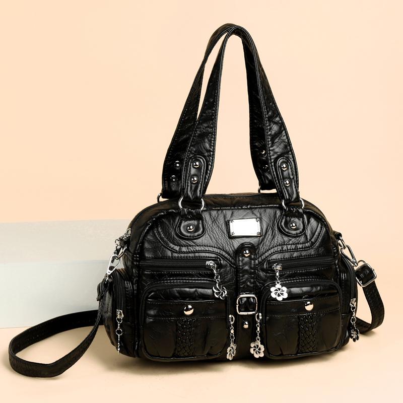 Damehåndveske med stor kapasitet pendler skulderveske mykt skinn crossbody-veske