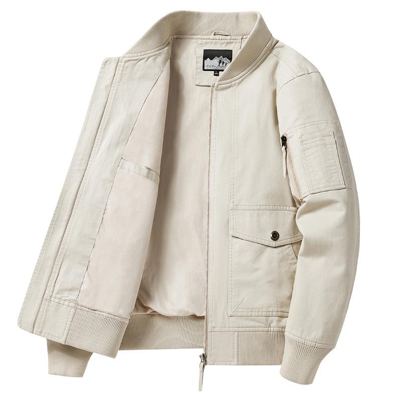 Men's MA-1 Pilot Jacket: Spring/Autumn Motorcycle Coat, Plus Size, Solid Color Military Flight Uniform
