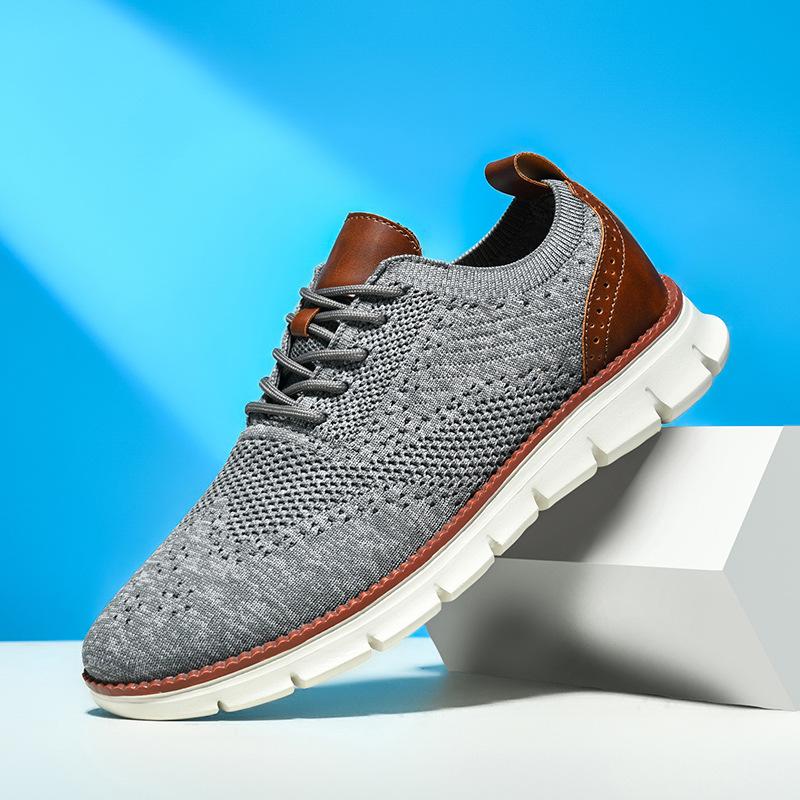 New British Style Men's Shoes Summer Breathable Sports Shoes Fly-woven Mesh Shoes Men's Large Size Shoes