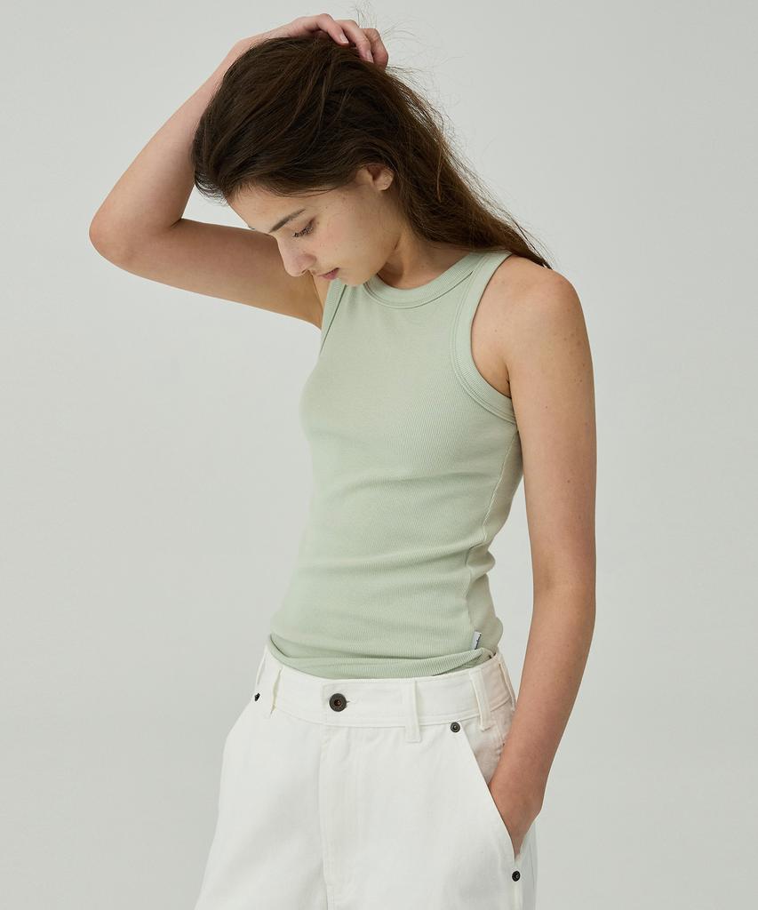 MAGOODGAN Sliver 3905 Soft Ribbed Sleeveless Olive Tee