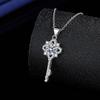 European & American Four-Leaf Clover Key Pendant Necklace with 1-Carat Eight Hearts & Arrows Gem - Women's Jewelry Gift