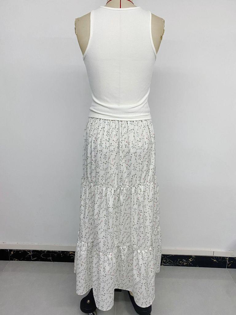 Sweet Resort Style Sleeveless Tank Top & Floral Print Skirt Set - TEMU2026